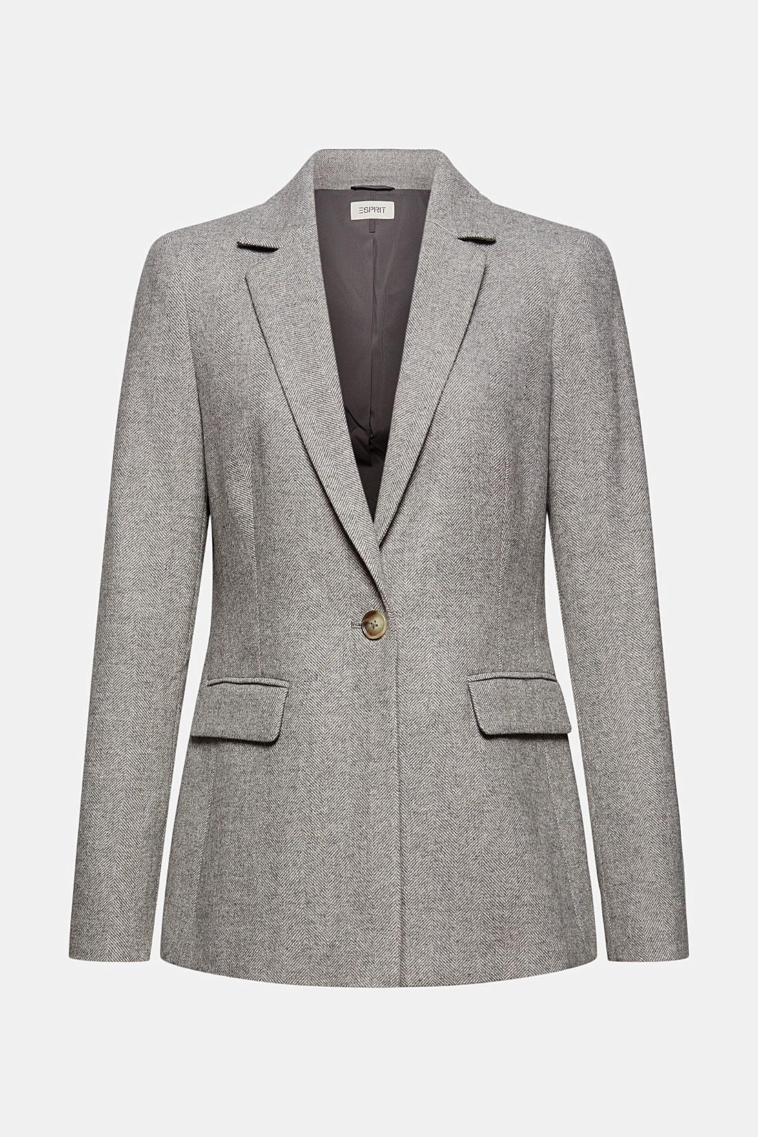 Esprit Tweed blazer grijs gestippeld zakelijke stijl Mode Blazers Tweed blazers 